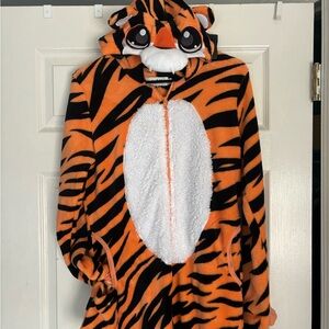 Tiger Print Hooded Pajama Onesie